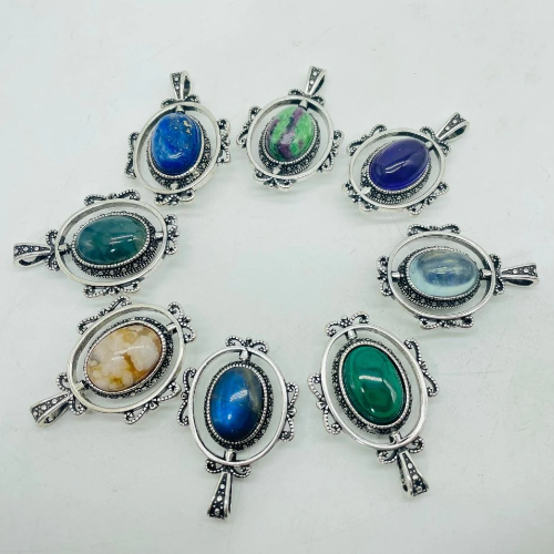 Pendant Rotatable Stainless Steel w/ Gemstone - Select