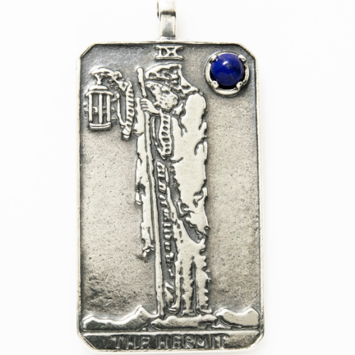 Tarot Hermit SS Pendant Large w/ Gemstone Inset