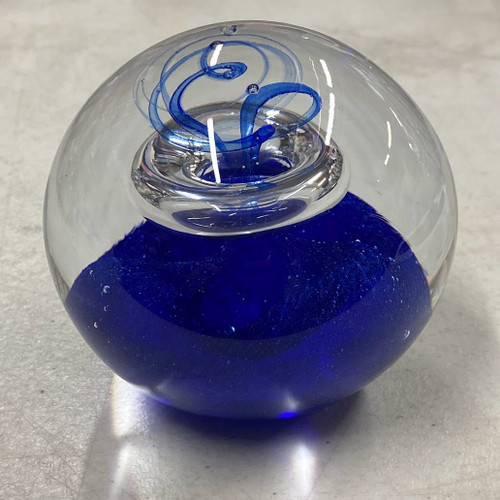 Crystal Ball Self Standing 80 mm Cobalt blue bubbles
