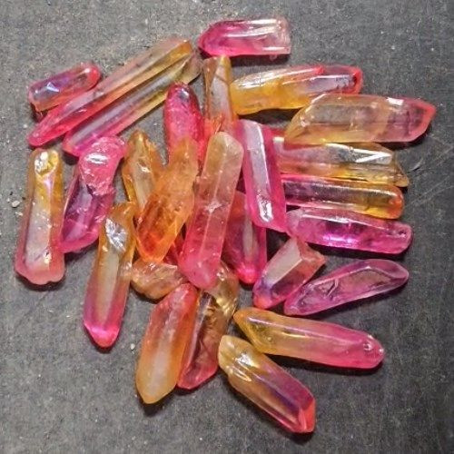 Quartz Aura Sunrise Orange Pink Point 1"-2.5"