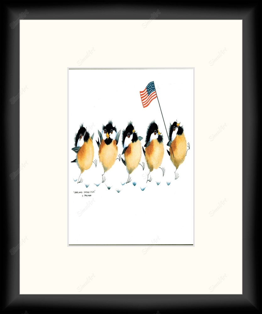 Marching Chicks 1091935 - Moulding MS500   3/4" Black Cube Mat Essentials White Core Polar White Regular Glass Glass Manila Board (Very Thin) Back 