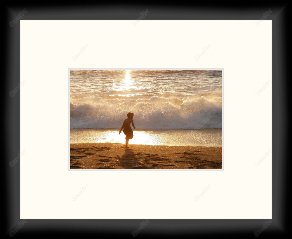 Mexican Beach 1100712 - Moulding MS500   3/4" Black Cube Mat Essentials White Core Polar White Regular Glass Glass Manila Board (Very Thin) Back 