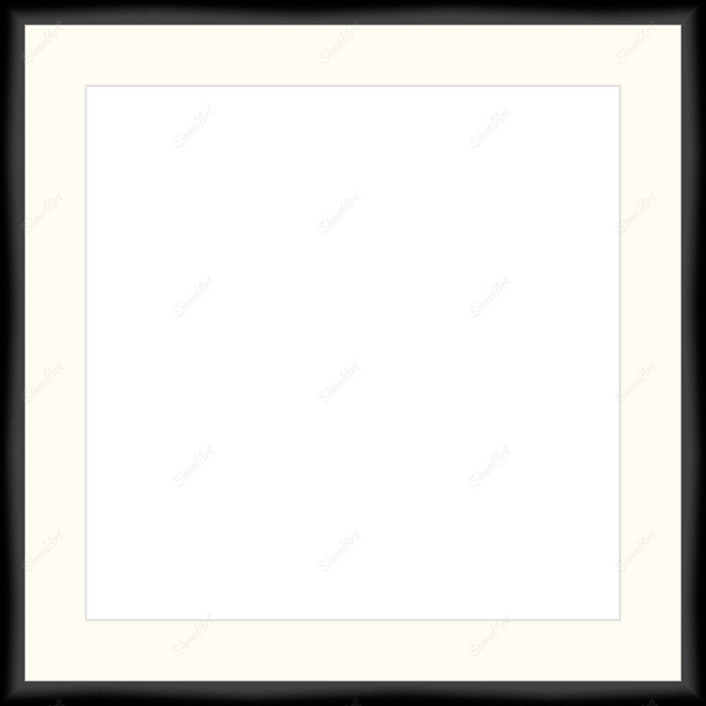 Empty frame for paper item 1107953 - Moulding MS500   3/4" Black Cube Mat Essentials White Core Polar White Regular Glass Glass Manila Board (Very Thin) Back 