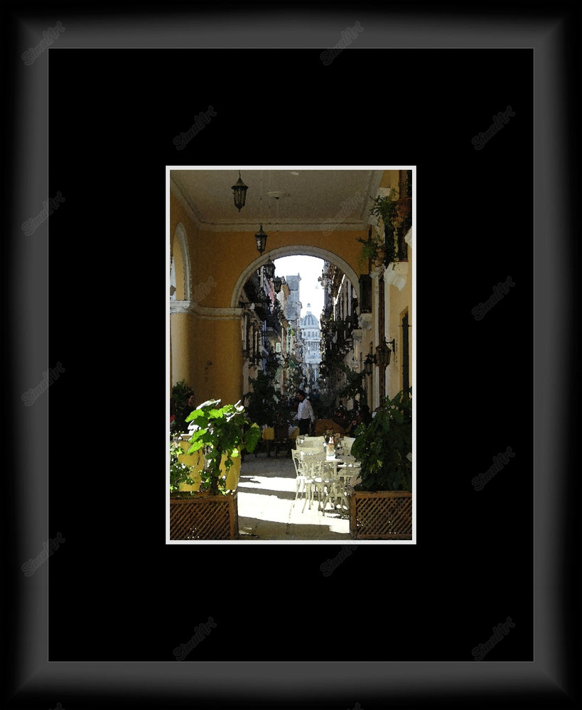 Havana Street Scene 812972 - Moulding MS500   3/4" Black Cube Mat Rag CR1577  Raven Black Regular Glass Glass Manila Board (Very Thin) Back 