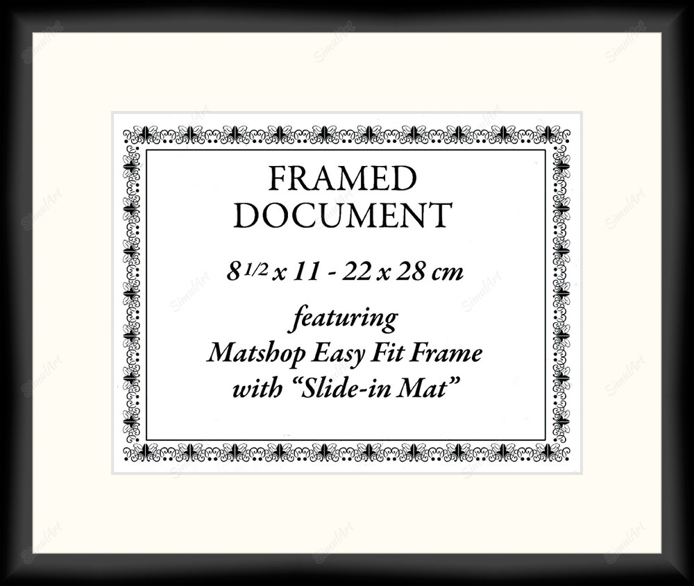 Blank Certificate for fit 813564 - Moulding MS500   3/4" Black Cube Mat Essentials White Core Polar White Regular Glass Glass Manila Board (Very Thin) Back 