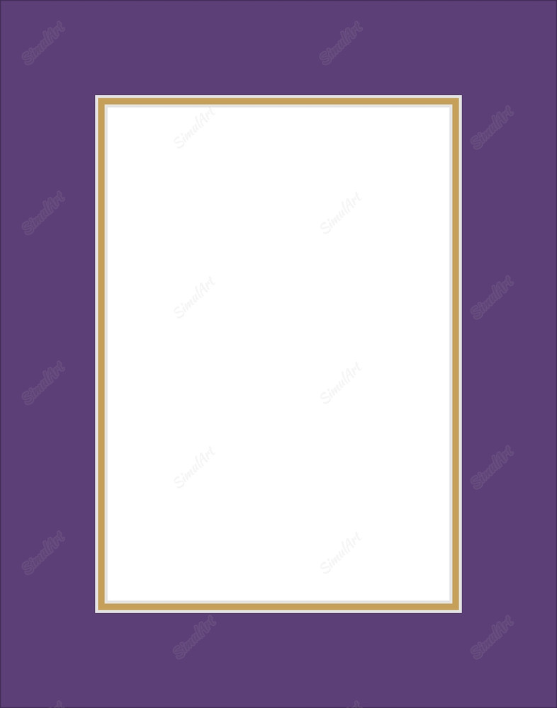 Custom Mats 814782 - Mat Essentials White Core CBW120 Purple Iris Mat 2 Essentials White Core CBW577 Classic Gold 