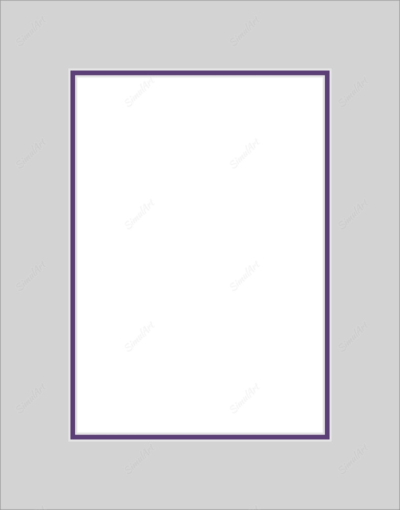 Custom Mats 814785 - Mat Essentials White Core CBW802 Mid Gray Mat 2 Essentials White Core CBW120 Purple Iris 