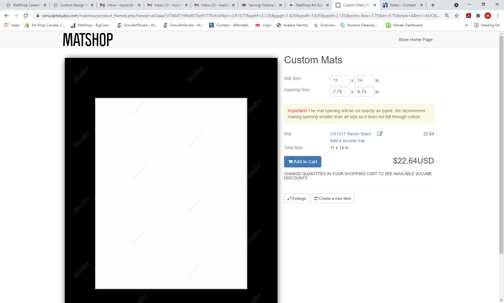 Custom Mat Design Volume Discounts Art Supplies