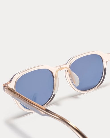 Article One Moon Vintage Blush Crystal w/Blue Non-Polarized Lenses Detail