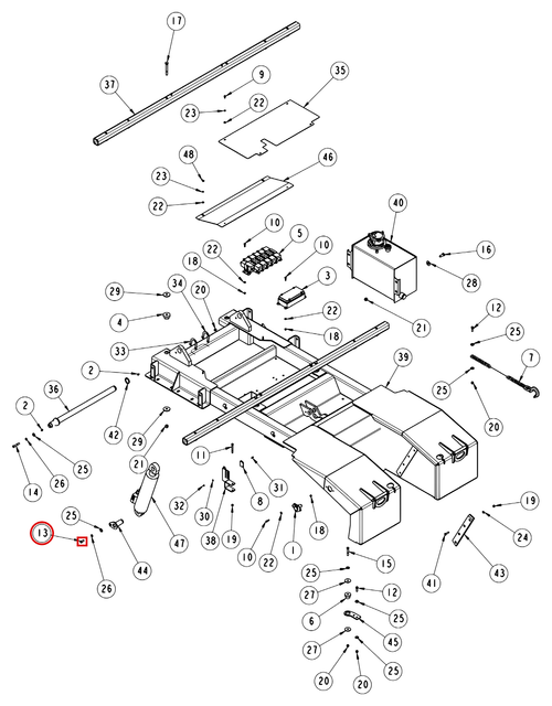 Vulcan 810 Power Tilt subframe assembly diagram showing part 0400126 at item 13