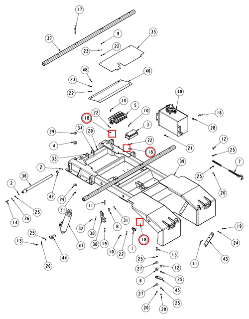 Vulcan 810 Power Tilt subframe assembly diagram showing part 0400367 at item 18