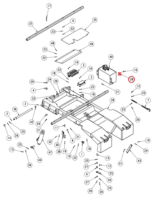 Vulcan 810 Power Tilt subframe assembly diagram showing part 0400492 at item 28