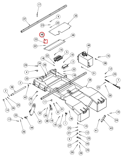 Vulcan 810 Power Tilt subframe assembly diagram showing part HD1447 at item 48