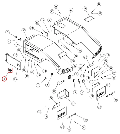 Vulcan 810 Power Tilt body assembly diagram showing part 0303120 at item 2