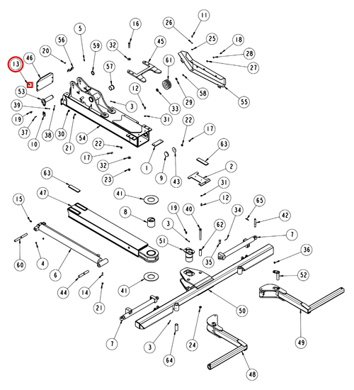 Vulcan 810 Power Tilt wheel lift assembly diagram showing part 0400128 at item 13