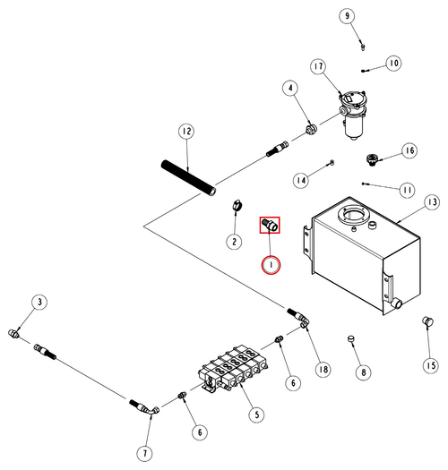 Vulcan 810 Power Tilt tank hydraulics diagram showing part 0300056 at item 1