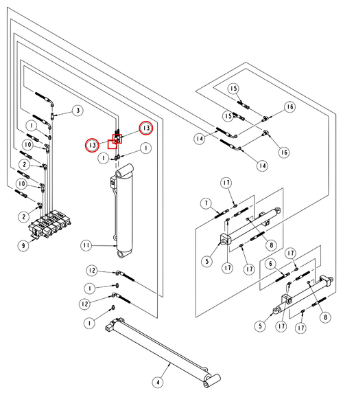 Vulcan 810 Power Tilt wheel lift hydraulics diagram showing part 810770003 at item 13