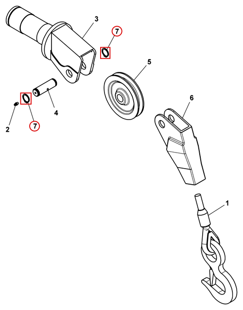Vulcan 810 Power Tilt boom swivel assembly diagram showing part 9056098 at item 7