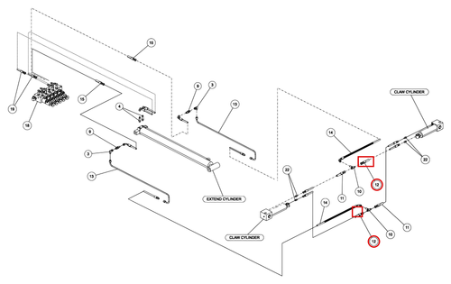 Vulcan 812 wheel lift hydraulics diagram showing part 0311658 at item 12