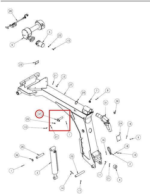 Vulcan 804 Pin Boom Lift Cylinder Upper - where it fits
