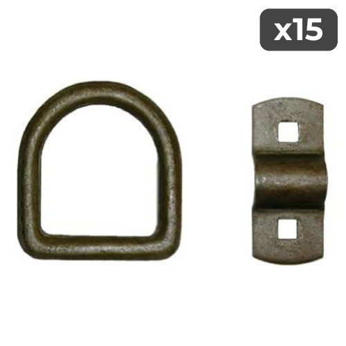 1/2" Plated Bolt-On D-Ring (15-Pack)