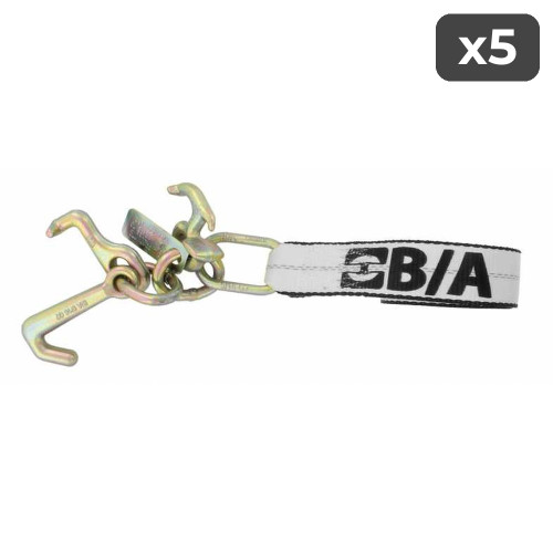 2" x 8' Heavy-Duty Mini J, R, & T Hook Strap (5-Pack)