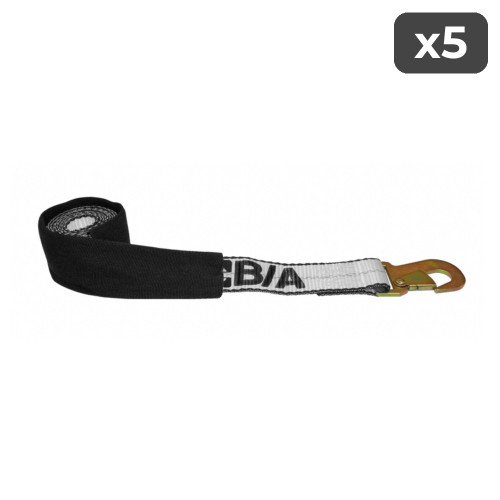 2" x 8' Heavy-Duty Flat Snap Hook Strap w/Protective Sleeve (5-Pack)