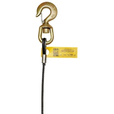 3/8" Fiber Core Wire Rope Assembly w/Alloy Swivel Hook - 75 ft