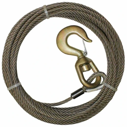 7/16" Steel Wire Rope Assembly w/Alloy Swivel Hook - 75 ft