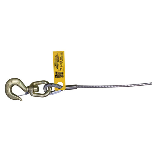 3/8" Super Swaged Winch Line w/Alloy Swivel Hoist Hook - 100 ft