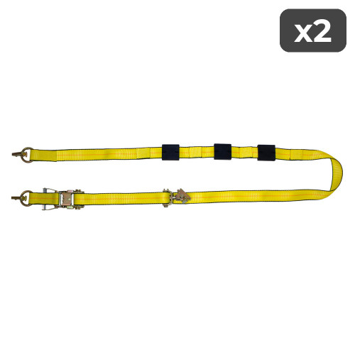 2" x 10' O Ring & Swivel E-Track Ratchet Strap w/Tire Grippers (2-Pack)