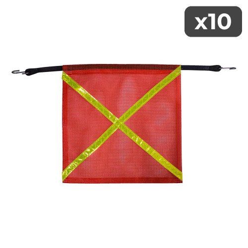 18" x 18" Orange Safety Flag w/Reflective X (10-Pack)