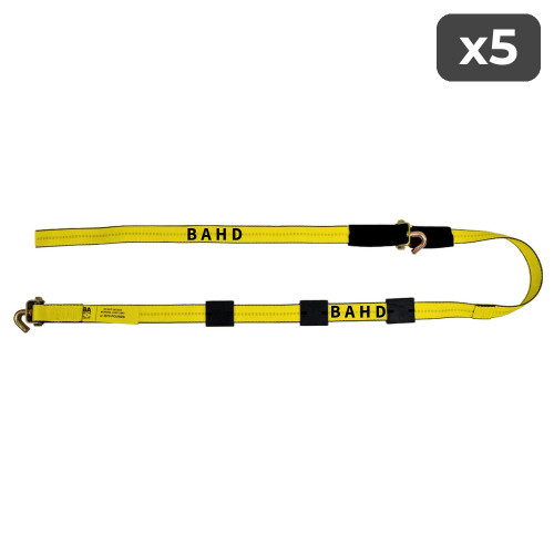 2" Swivel J Hook Trailer Strap w/Tire Grippers & Sleeve - 14 ft (5-Pack)