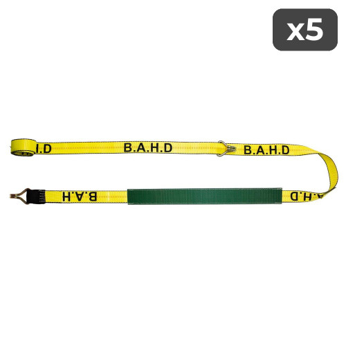 2" Heavy-Duty Double Finger Hook Trailer Strap w/Grip Strip - 14 ft (5-Pack)