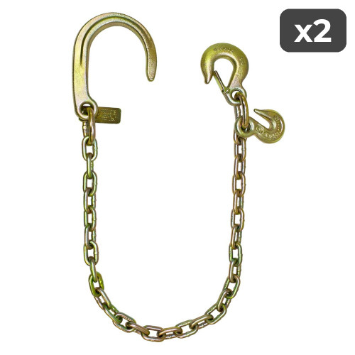 5/16" x 3' Grade 70 Grab, Slip, & 8" J Hook Ultimate Axle Chain (2-Pack)