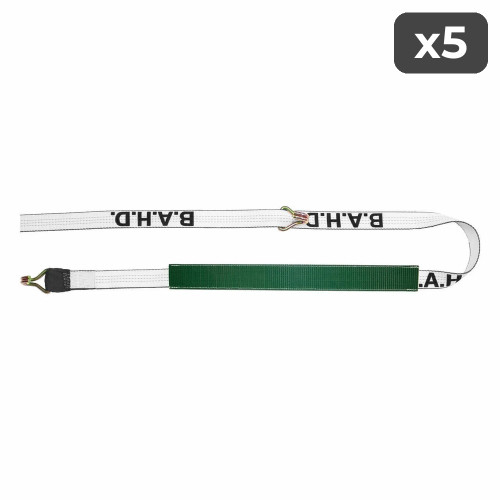 2" HD Natural Web Double Finger Hook Trailer Strap w/Grip Strip - 14 ft (5-Pack)