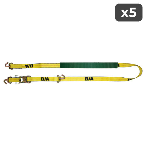 2" x 10' Long Shank Swivel J Hook Ratchet Assembly w/Grip Strip & Sleeve (5-Pack)