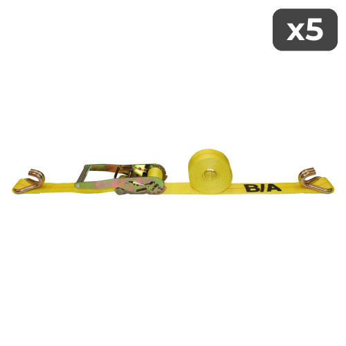 2" Double J Hook Ratchet Strap - 27 ft (5-Pack)