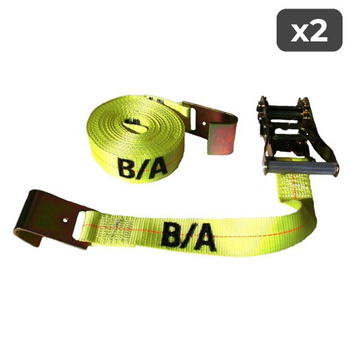 2" Flat Hook Ratchet Strap - 27 ft (2-Pack)