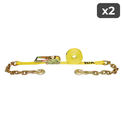 2" Grab Hook & Chain Ratchet Strap - 30 ft (2-Pack)