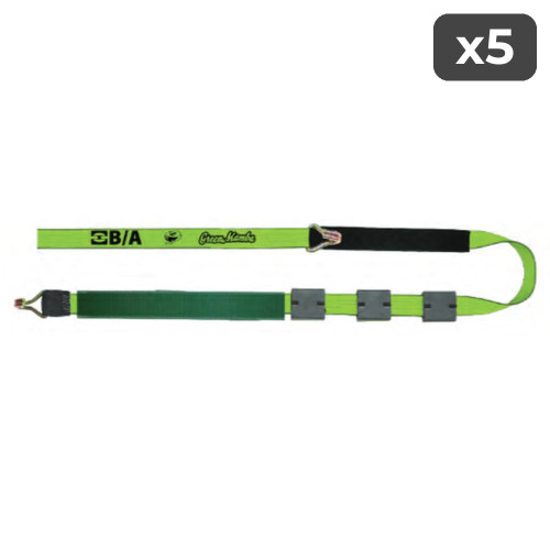 Green Mamba 2" x 14’ OEM Double Finger Hooks Tie-Down w/ Grip Strip and Protective Sleeve (5-Pack)