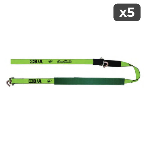Green Mamba 2" x 12’ J-Hook Tie-Down w/ Double-Sided Grip Strip and Protective Sleeve (5-Pack)