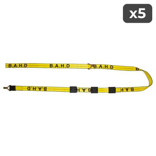 2" Heavy-Duty Double Finger Hook Trailer Strap w/Tire Grippers - 15 ft (5-Pack)