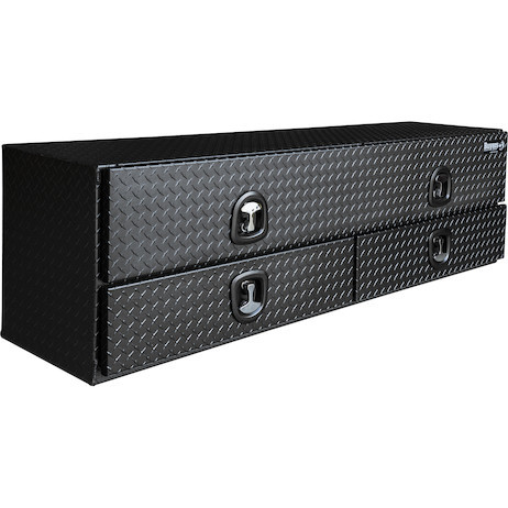 Buyers Products 1722678 Series Textured Matte Black Diamond Tread Aluminum Heavy-Duty Flatbed Contractor With Lower Drawers Topsider