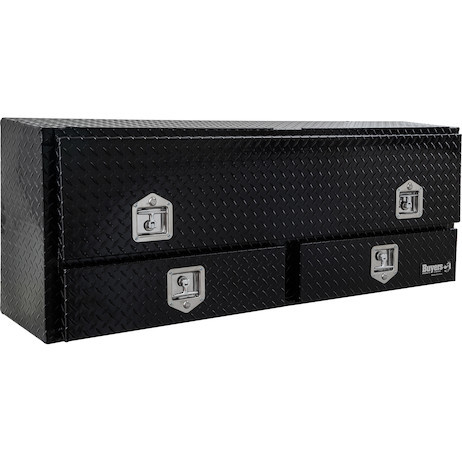 Buyers Products 1725631 Series Gloss Black Diamond Tread Aluminum Pick-Up Truck Contractor With Lower Drawers Topsider Truck Tool Box