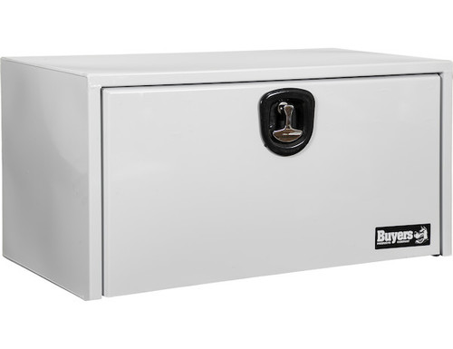 Buyers Products 1702411 18x18x48 Inch White Steel Underbody Truck Box with Built-in Shelf - 3-Point Latch