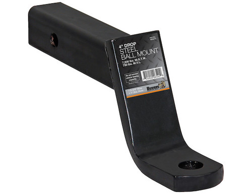 Buyers Products 1803013 Series 2 Inch Ball Mount with 10 Inch Long Tube, Black