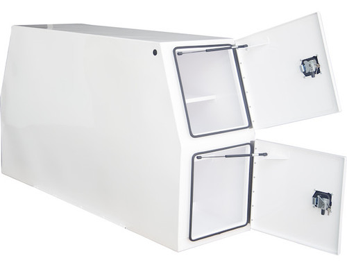 Buyers Products BP824624W 46x24x82 Inch Flat Floor White Steel Backpack Truck Box - Compression Latch
