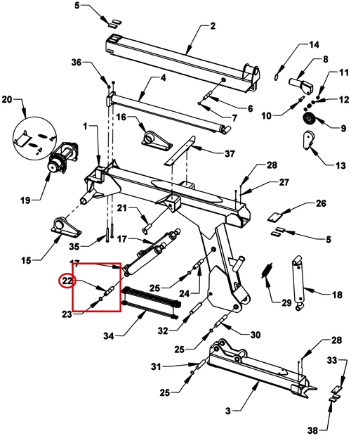 Chevron Renegade 408V&T Boom Lift Cylinder Base Pin - where it fits