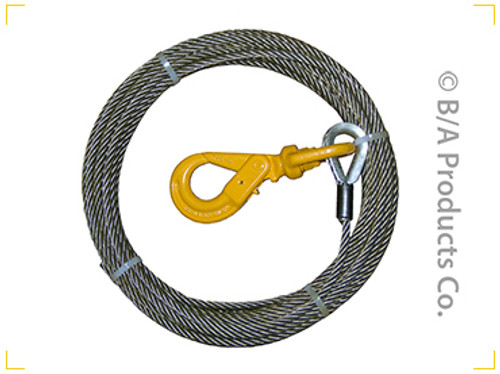 3/8" x 56' Fiber Core Winch Cable + Locking Hook